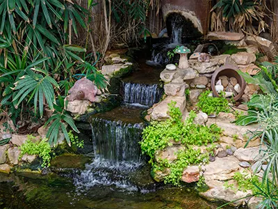 Multi-tiered pondless waterfall