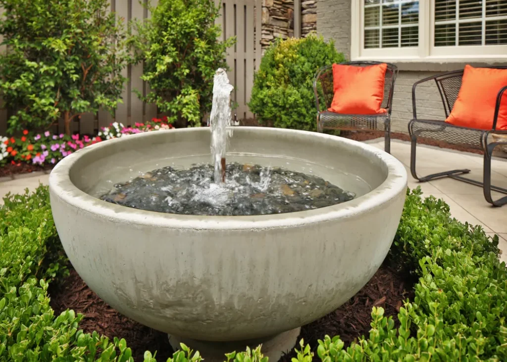 Concrete bowl outdoor fountain